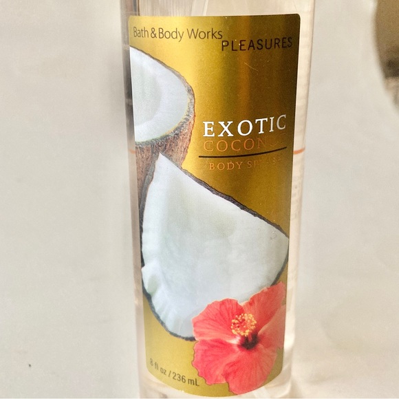 Used 65% Full Bath & Body Works Pleasures Exotic Coconut Body Splash Spray 8 Oz - Picture 3 of 4